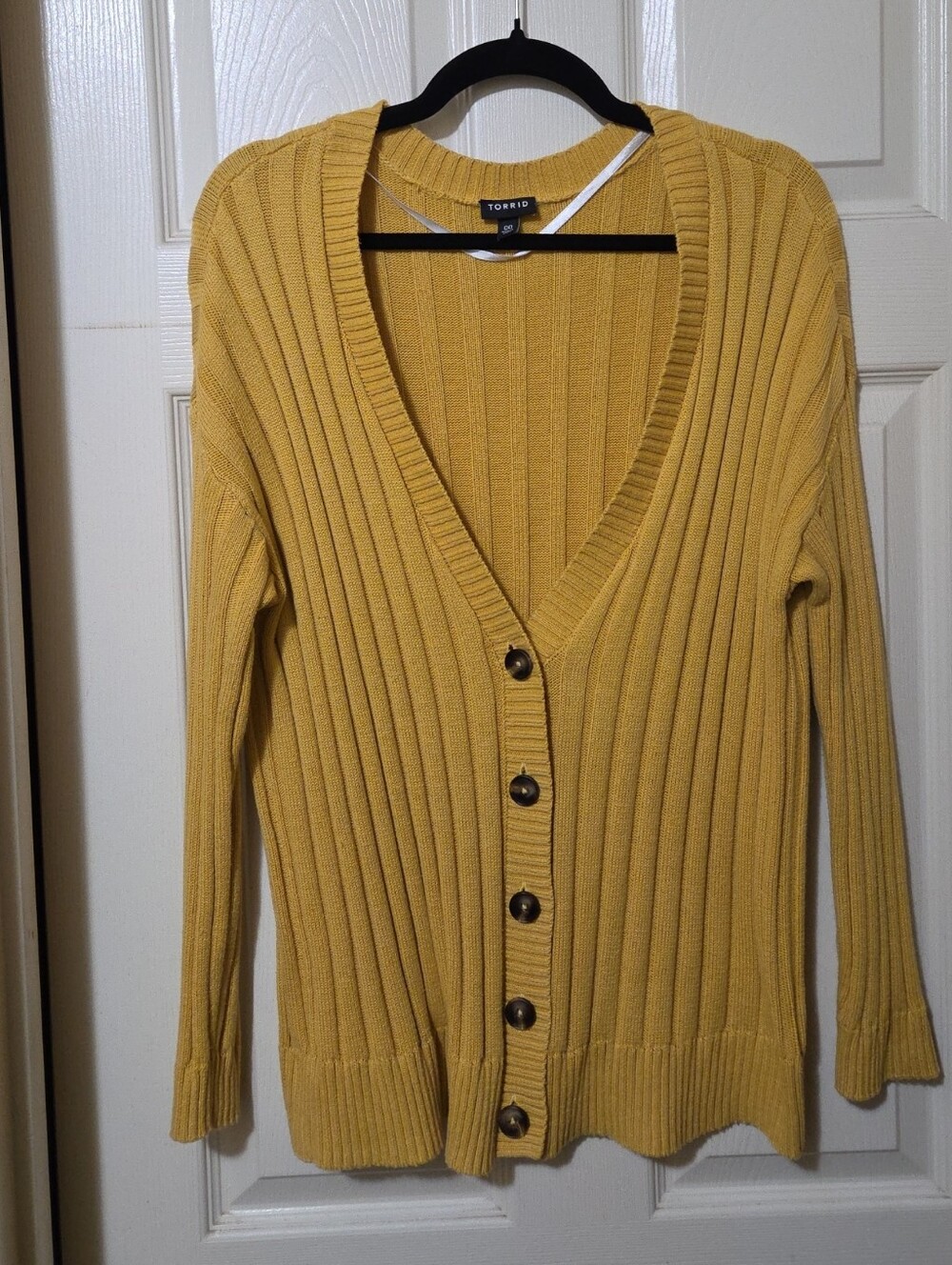 torrid Mustard Yellow Ribbed Button-Front Sweater